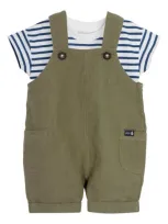 Jojo Maman Bébé Babies' Jojo Maman Bebe Stripe T-shirt & Overalls Set In Khaki