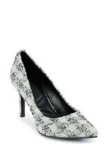 Karl Lagerfeld Paris Royale Check Pointed Toe Pump In White,black