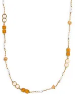 Katarina Tarazi Yellow Gold And Pearl Neo Sautoir Necklace