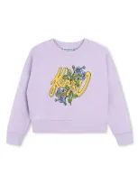 Kenzo Kids' Logo-print Drop-shoulder Sweatshirt In Purple