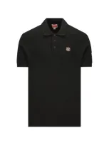 Kenzo Lucky Tiger Embroidered Polo Shirt In Black