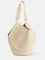 Khaite Lotus Small Leather Tote In Neutral