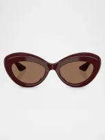 Khaite X Oliver Peoples Bold Acetate Oval Sunglasses In Burgundy