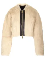 Khaite Gracell Cropped Fur Jacket In Cream