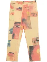 Kidsuper Collage Faces Trousers In Yellow