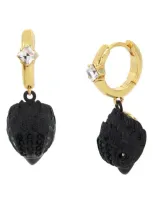 Kurt Geiger Eagle Drop Huggie Hoop Earrings In Black/gold