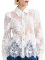 L Agence Jenica Lace Blouse Ivory In White