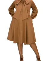 L I V D Bekah Long Sleeve Fit & Flare Dress In Tobacco