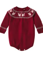 La Coqueta Baby Wool Onesie In Burgundy