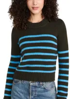 La Ligne Mini Marin Striped Wool And Cashmere-blend Sweater In Dark Olive,parisian Blue