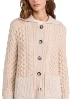 La Ligne Patchwork Cable-knit Cardigan In Oat