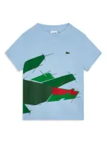 Lacoste Kids' Holiday Imprimé Crocodile T-shirt In Blue