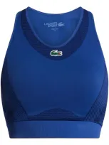 Lacoste Logo-embroidered Seamless Sports Bra In Blue