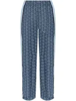 Lacoste Monogram-pattern Track Pants In Blue