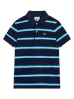 Lacoste Kids' Striped Polo Shirt In Blue