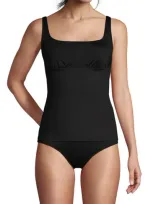 Lands' End Ddd-cup Chlorine Resistant Square Neck Underwire Tankini Swimsuit Top In Black