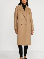 Lands' End Insulated Double Breasted Wool Coat In Honey Beige