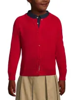 Lands' End Kids'  School Uniform Girls Cotton Modal Cardigan Sweater In Red