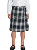 Lands' End Kids'  School Uniform Girls Plus Plaid A-line Skirt Below The Knee In White Plaid