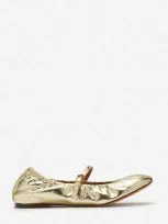 Lanvin The Ballerina Mary Jane In Crackled Metallic Leather For Women In Or