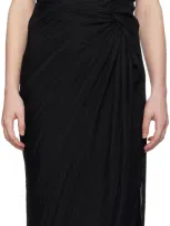 Lanvin Black Asymmetrical Pleated Maxi Dress