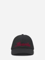 Lanvin Casquette  Script En Laine Pour Homme In Anthracite/red