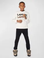 Lanvin Kids' Girl's Triple Logo-print T-shirt In Off White