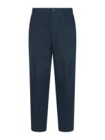 Lanvin Straight Leg Cropped Trousers In Navy