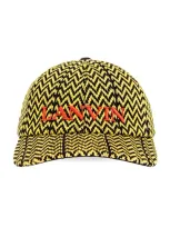 Lanvin Logo-embroidered Chevron-woven Cap In Yellow