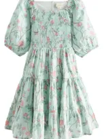 Laura Ashley Kids' Floral Tiered Cotton Dress In Blue