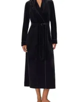 Lauren Ralph Lauren Crest Embroidered Robe In Black