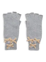 Lele Sadoughi Bow Embellished Fingerless Gloves In Gray/pink