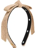 Lele Sadoughi Raffia Bardot Ribbon Slim Headband Raffia