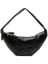 Lemaire Large Croissant Leather Shoulder Bag In Black