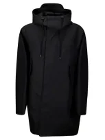 Lemaire Hooded Raincoat In Black