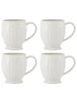 Lenox French Perle Groove Mugs, Set Of 4 In White