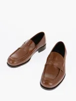 Lidfort Leather Penny Loafers In Brown