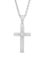 Lily Nily Kids' Cubic Zirconia Cross Pendant Necklace In Silver