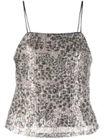 Liu •jo Sequin-embellished Spaghetti-straps Top In Nude