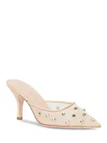 Loeffler Randall Women's Paloma 80mm Embellished Mesh Mules In Cream