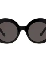 Loewe Anagram 50mm Oval Sunglasses In Black/gray Solid