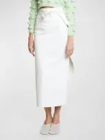 Loewe Deconstructed Denim Wrap Waist Skirt In White