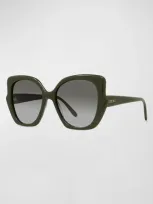 Loewe Logo Acetate Butterfly Sunglasses In Sdkgrn/smkg