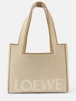 Loewe Logo Medium Leather-trimmed Canvas Tote Bag In Beige