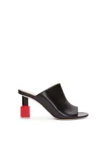 Loewe Nail Polish Leather Mules In Blck,red