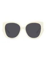 Loewe Thin 55mm Geometric Sunglasses In White