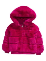 Lola & The Boys Lola + The Boys Kids' Raspberry Sorbet Faux Fur Hoodie