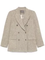 Lorena Antoniazzi Bouclé Blazer In Neutrals