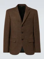 Loro Piana Checked Wool Blazer In Pied De Poule/ginger