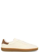 Loro Piana Men's Tennis Walk Mixed Leather Sneakers In White